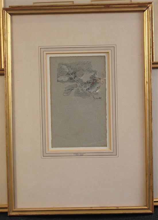 Henry Wyatt (1794-1840) Landscapes, trees and botanical studies, largest 7 x 4.25in., in 6 frames